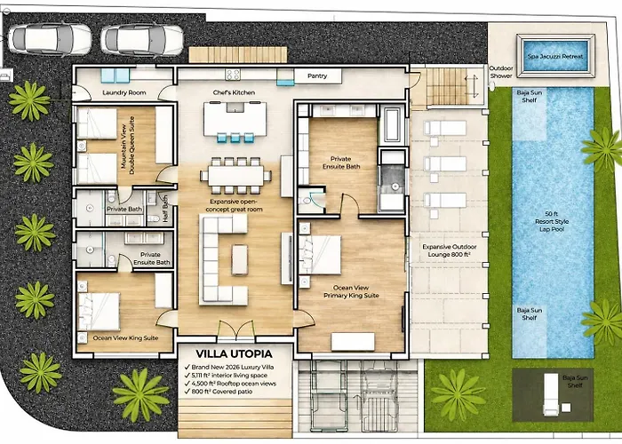 Villa Cabo Ocean View - 4br - 50ft Pool - Hot Tub - Gym *